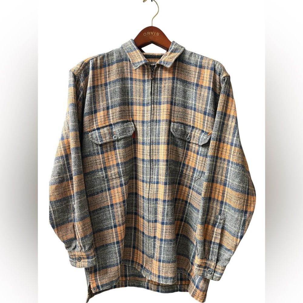 Vintage Bugle Boy Gold Crest Plaid Cotton Shirt / Shacket – Men’s M